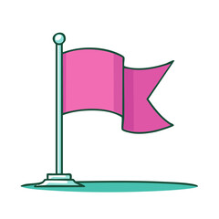 Poster - Stylized Pink Flag on Pole Depicting Achievement Success and Symbolism, Signpost and Graphic Element