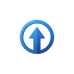 Poster - Blue Gradient Arrow Icon Pointing Upward in White Circle Shape on Black Background