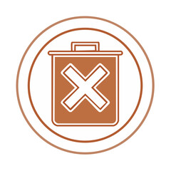 Poster - Delete icon illustration in orange and white in a circle for removal or trash concepts for web or app designs