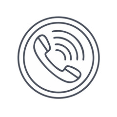 Poster - Simple Outline Icon of Ringing Telephone Handset inside Circle for Call Center, Communication and Customer Support