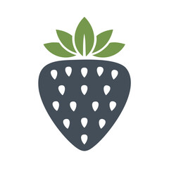 Poster - Stylized Strawberry Illustration on Black Background Simple Fruit Graphic Design Healthy Food Concept Fresh Berry Sweet Treat Isolated Icon