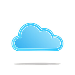 Poster - Floating Blue Cloud Illustration with Gradient on Black Background Cloud Computing Symbol and Conceptual Weather Graphic