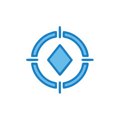 Poster - Blue Target Icon Focuses on a Rhombus Shape, Vector Illustration on Black