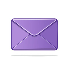 Poster - Illustration of closed purple envelope for messages and correspondence for sending mail and digital communication with soft shadows and clear edges
