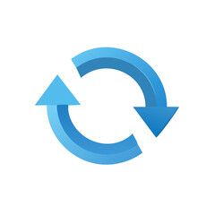 Poster - Refreshing Blue Sync Circular Arrows Symbol on Black Background Concept of Recycle and Iteration Data Exchange Rotation