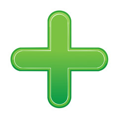 Poster - Green Plus Sign with White Outline Symbol on Black Background