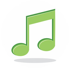 Poster - Two Quaver Note Green Graphic on White Circle, Vector Music Symbol