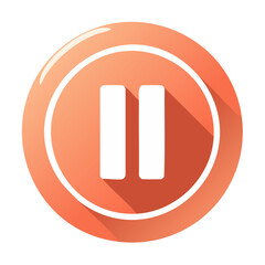 Poster - Peach-Colored Circle with White Pause Symbol for Interface, Navigation and Multimedia