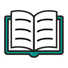Poster - Open Book Icon Vector Illustration for Education Reading and Study Materials with Teal Trim