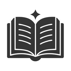 Poster - Open Book Icon with Glowing Sparkle, Education, Reading, Knowledge Symbol