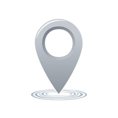 Poster - Silver GPS Location Marker with Ripple Effect on Black Background for Navigation Application