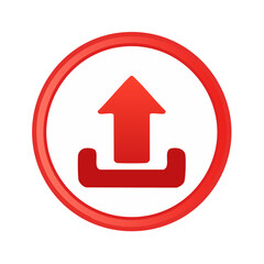  - Red Arrow Upload Icon Isolated on Black Backdrop Signifying File Transfer and Submission