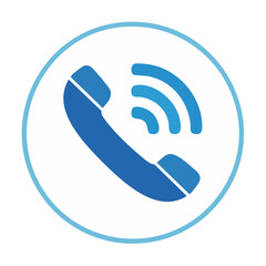 Poster - Phone Receiver Icon with Sound Waves Inside a Circle Frame, Digital Illustration, Call Us, Contact Us, Service, Connection