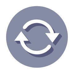 Poster - Circular Arrows Conveying Rotation Process Resynchronization or Iteration with 3D Effect on Purple Background