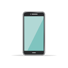 Poster - Smartphone with Teal Screen on Black Background, Mobile Technology Communication