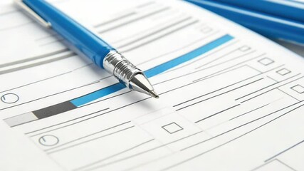 Aufkleber - A pen sits atop a blank piece of paper, ready for writing or drawing