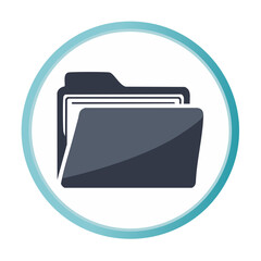 Poster - Open file folder icon illustration for data management documents and office storage organization in circular graphic element