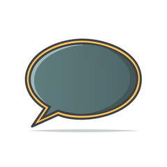 Poster - Illustration of a grey cartoon speech bubble with a yellow outline on a black background