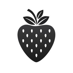 Poster - Stylish Strawberry Silhouette Icon on Black Background Fresh Fruit Design Graphic Element for Templates Web Design Healthy Eating Minimalist Style