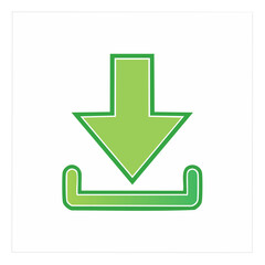Poster - Green Download Icon Graphic Illustration Arrow Symbol Button for File Transfer Application