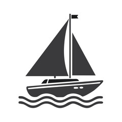 Poster - Sailing Boat Icon Illustration, Yacht on Water, Nautical Navigation Concept, Boating