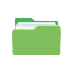 Poster - Green folder containing files, documents and papers, flat vector graphic design illustration on black background