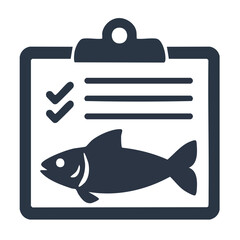 Aufkleber - Fish Inspection Form on Clipboard with Checklist Shows Seafood Quality Assessment