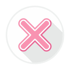 Poster - Pink Cross Symbol Illustration on White Circle. Negative, Stop, Failure, Denied, Icon or Button. Isolated Design Element with Shadow.