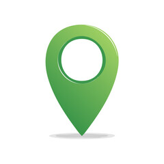 Poster - Green Location Pointer Symbol for Navigation or Maps with Gradient on Black Background