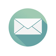 Poster - White Envelope Icon on Circle Button with Blue Green Background Sending Email Concept