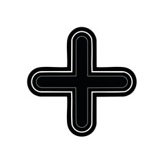 Poster - Simple White Plus Sign with Rounded Edges on Black Background, Mathematical Symbol