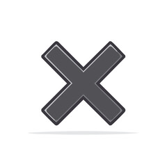 Poster - Illustrated Cross Mark Symbol in Dark Gray Shades on Black Background with White Accent Shadow