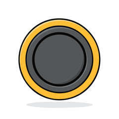Poster - Cartoon Gray Circular Design with a Yellow Rim on Black Background