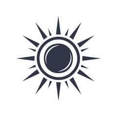 Poster - Stylized Sun Illustration with Spikes on Black Background, Minimalist Vector Graphic
