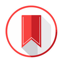 Poster - Red Bookmark Icon Flat Design Inside Circular Frame Symbolizing Savings or Special Offers