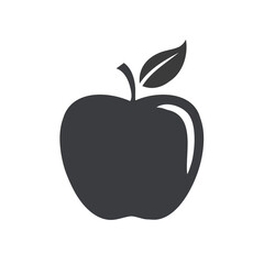 Poster - Single apple with leaf gray scale illustration on black background