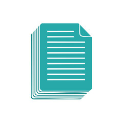 Poster - Stack of documents in turquoise on a black background with white lines to represent content