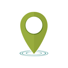 Poster - Green Location Pin Pointing Position Icon for Maps and Mobile Navigation Apps on Black Background Locating Landmarks