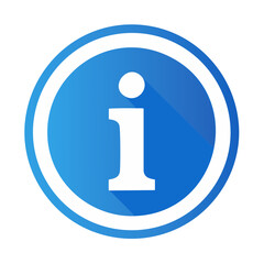 Poster - Information sign button blue icon with question support service help symbol and white text in round frame on black