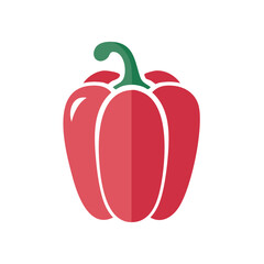 Poster - Isolated Red Bell Pepper Illustration with Green Stem on Black Background Simple Food Graphic