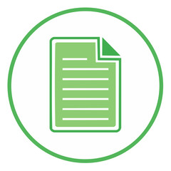 Poster - Green Paper Document Icon on White Circle with Border Illustrating Information and Files