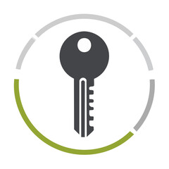 Poster - Stylized key in circle graphic illustration secure access or solution concept lock safety digital art unlock protection security technology