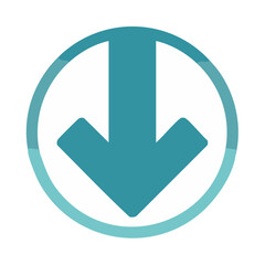Poster - Teal downward arrow icon inside a circle emphasizing direction and navigation for web design or UI elements symbol