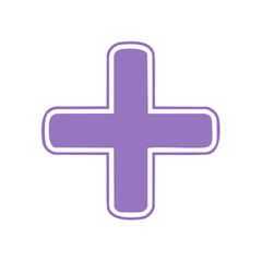 Poster - Lilac plus symbol on a black background sign with white outline for addition math and healthcare concepts