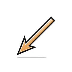 Poster - Orange Arrow Pointing Down Left Direction Isolated on Black, Indicates a Selection or Choice