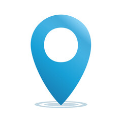 Poster - Blue location pin marker isolated on black background for GPS navigation destination symbol concept and finding place position for travelling