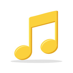 Poster - Isolated yellow musical note on black background for graphic design projects and music lessons, sheet music, audio, sound, melody, songs