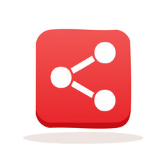 Aufkleber - red square button displaying a white share connection network icon for social media platform or appl