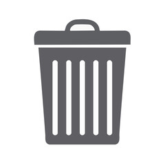Poster - Gray trash can icon symbol with lid simple vector illustration on black background