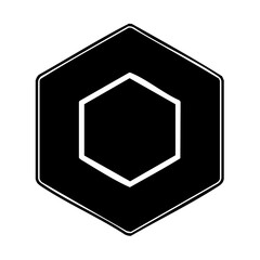 Poster - Abstract Hexagon Outline Design on Black Background, White Minimalist Graphic Element